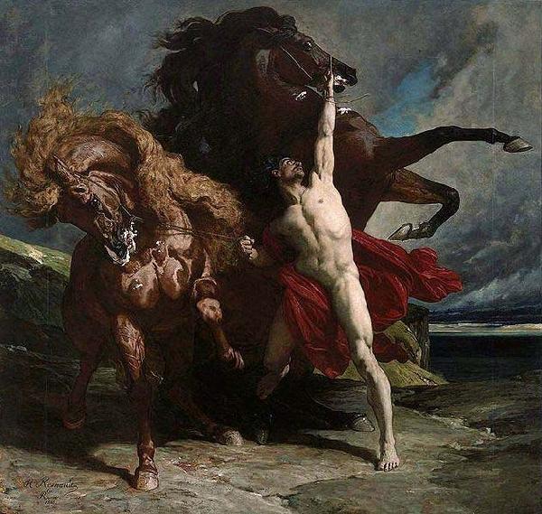 Henri Regnault Automedon with the Horses of Achilles France oil painting art